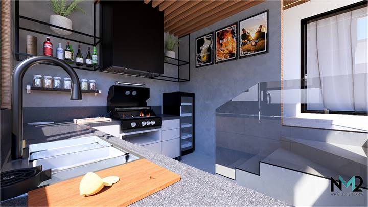 Bar gourmet vista frontal — NM2 Arquitetura